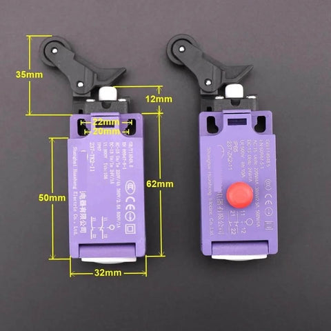 Elevator Speed Limiter Buffer With Tension Wheel Switch And Automatic Reset Manual Reset Option Wheel Equipped Replacement Part 237 TK2 11 And 237 ZK2 11 for Safer Smoother Elevator Operation, dimensions shown.