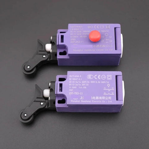 Elevator Speed Limiter Buffer With Tension Wheel Switch And Automatic Reset Manual Reset Option Wheel Equipped Replacement Part 237 TK2 11 And 237 ZK2 11 units in purple casing