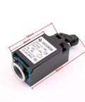 Elevator Speed Limiter Buffer Tension Wheel Switch With Manual Reset And Automatic Reset, shown with measurements