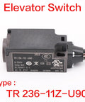 Built Tough Elevator Speed Limiter Buffer And Tension Wheel Switch With Manual Reset And Automatic Reset Model TR236 11Z U90 Durable Lift Control Component For Smooth Rides And Reliable Safety Compliance, side view of component with label details.
