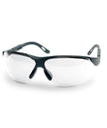 Front view of Elite Sport Shooting Glasses with Anti Fog UV Ventilated Comfort for Hunting, clear polycarbonate lenses, black frame