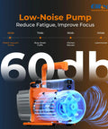 Heavy Duty NVP-5 HVAC Vacuum Pump With 5 CFM Flow And 2 L Per Second, low-noise design, orange and silver pump displayed