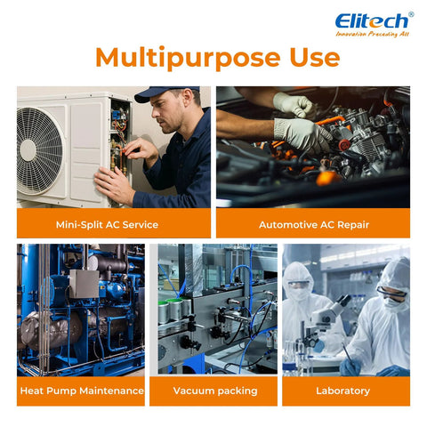 Multipurpose use of Heavy Duty NVP-5 HVAC Vacuum Pump With 5 CFM Flow And 2 L Per Second in various applications