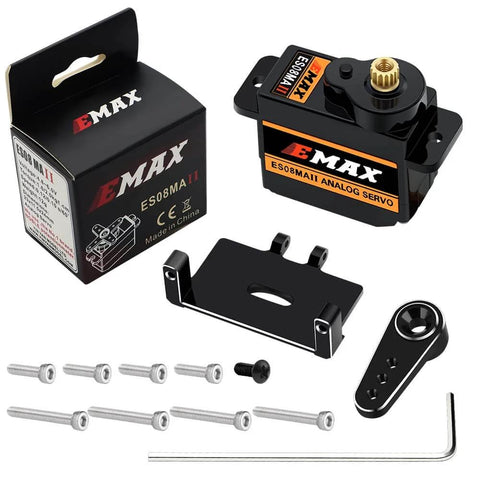 AXIAL SCX24 Servo Metal Gear EMAX Servo Steering Servo with Servo Mount Bracket and Arm SCX24 Upgrade Parts (Black)