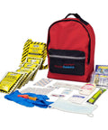 72 Hour Emergency Go Bag For One Person 3 Day Survival Kit With First Aid Kit, survival blanket, and emergency food displayed.