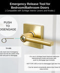 Interior privacy door key pin set in a 5 pack restores quick privacy for interior doors with easy replacement pins; stores above the door frame, swaps in fast, and fits standard privacy hardware for reliable security and convenience. Shown is an emergency release tool compatible with Schlage interior levers on a door.
