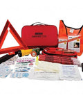 All In One Emergency Roadside Kit With Three Flares Safety Vest Jumper Cables First Aid Flashlight Emergency Blanket And Tools In Durable Carrying Cases For Quick Grab And Go Visible Car Safety And Peace Of Mind.