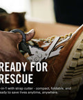 Raptor Rescue 6-in-1 Heavy-Duty Emergency Trauma Shears cutting boot lace with Included Utility Holster Made In USA.