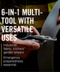 Person using Raptor Rescue 6 In 1 Heavy Duty Emergency Trauma Shears With Carbide Glass Breaker And Strap Cutter For EMS.