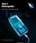 EMF Meter, Detects Electric and Magnetic Fields with LCD Display and rechargeable Type-C connection, shown in blue.