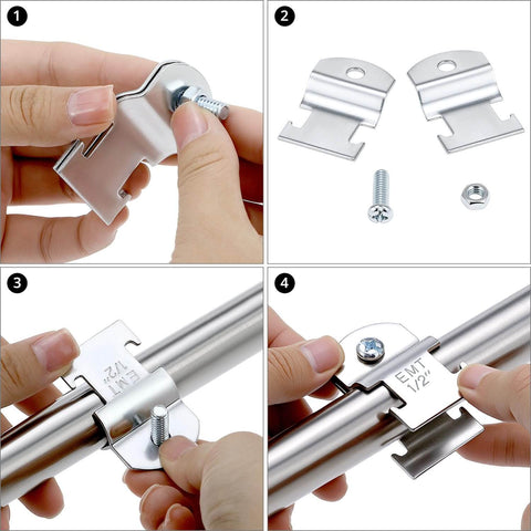 EMT Pipe Universal Strut Clamps Ten Pack One Half Inch Electro Galvanized Conduit Channel Clamps for Secure Mounting and Corrosion Resistant Support in Electrical Installations