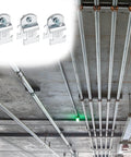 EMT Pipe Universal Strut Clamps Ten Pack One Half Inch Electro Galvanized Conduit Channel Clamps installed on ceiling pipes