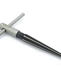 Hardened Alloy Steel Tapered Reamer To Align Holes And Deburr Burrs From One Eighth To One Half Inch For Precise Metalworking Pro Grade Tool With Precision Ground Edges And Industry Tested Hardness, showing side view.