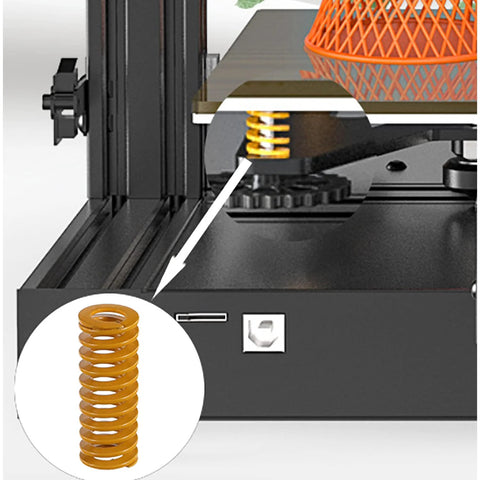 Metal Ender 3 Bed Spring Set 8mm OD 20mm Long installed for stable bed leveling and improved print consistency on a 3D printer
