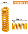 Metal Ender 3 Bed Spring Set 8mm OD 20mm Long Light Load Compression Mould Die Springs Pack of 10 shown with measurement details