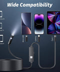 Endoscope Camera with Light,1920P HD Borescope Tools compatibility with iPhone, Android, iPad; includes micro USB, Lightning, Type-C cables.