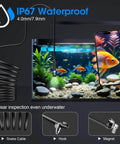 Endoscope with Light, 1920P HD Borescope with 8 Adjustable LED Lights, IP67 waterproof inspection tool used in aquarium