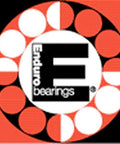 Enduro bearings logo in black and red circles with geometric design elements