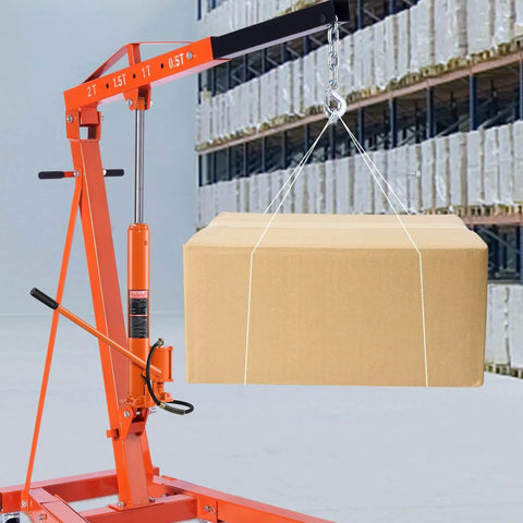 Heavy Duty 8 Ton Hydraulic Long Ram Jack For Engine Hoists With Air Pump And Clevis Base Cylinder lifting a box