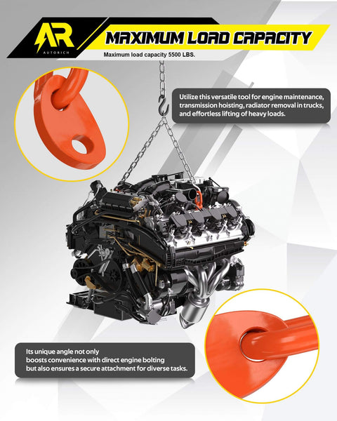Four Heavy Duty Engine Lift Bracket Set For 5500 Lb Capacity Rust Resistant Engine Support Bars For Lifting Slings And Load Levelers Galvanized Steel With Powder Coat Finish Orange
