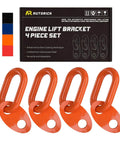 Four Heavy Duty Engine Lift Bracket Set For 5500 Lb Capacity Rust Resistant Engine Support Bars For Lifting Slings And Load Levelers Galvanized Steel With Powder Coat Finish Orange