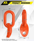 Four Heavy Duty Engine Lift Bracket Set For 5500 Lb Capacity Rust Resistant Engine Support Bars For Lifting Slings And Load Levelers Galvanized Steel With Powder Coat Finish Orange shown with measurements