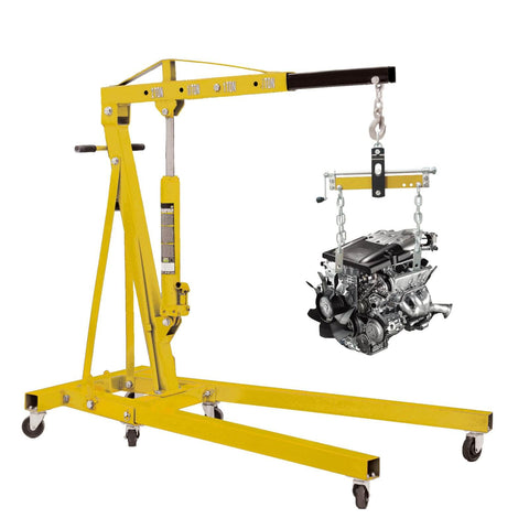 Engine Load Leveler 1500 Lb Capacity For Steel Engine Hoists And Shop Cranes With Adjustable Handle shown lifting engine