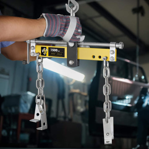 Engine Load Leveler 1500 Lb Capacity For Steel Engine Hoists And Shop Cranes With Adjustable Handle in garage setting