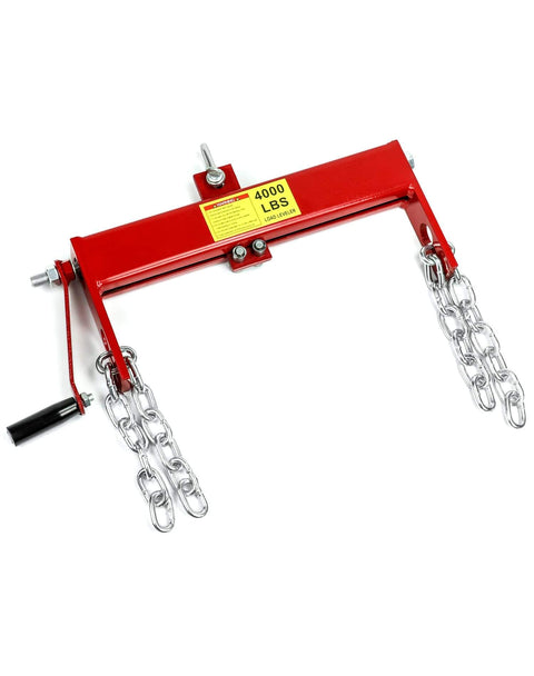 Engine Load Leveler 4000 Lbs Capacity, Heavy Duty Steel Hoist Leveler With Two Chains For Engine Handling And Positioning, Red Finish