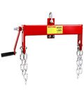 Engine Load Leveler 4000 lbs capacity, heavy-duty steel hoist with two chains for engine handling, red finish, front view