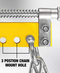 Engine Load Leveler 1500 Lb Capacity For Steel Engine Hoists And Shop Cranes With Adjustable Handle Powder Coated Build And Three Position Chain Mounts For Precise Hands Free Leveling, close-up of chain mount holes on metal bar