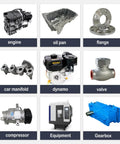Grid of engine parts with items like an oil pan, valve, compressor, and gearbox, used with High Temperature Instant RTV Silicone Sealant Gasket Maker For Engine Parts Bonding 105g 3.7oz Oil Resistant Waterproof Flexible Sealant For Valve Seals And Gaskets.