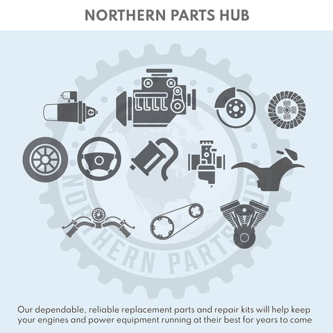 Illustration of automotive and machinery parts, including an engine and chain, featuring Northern Parts Hub logo.