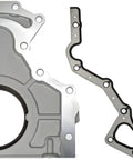 Engine Rear Main Seal Cover Kit with Gasket, Installation Hardware and Updated Seal Design for Superior Leak Prevention; die-cast aluminum.