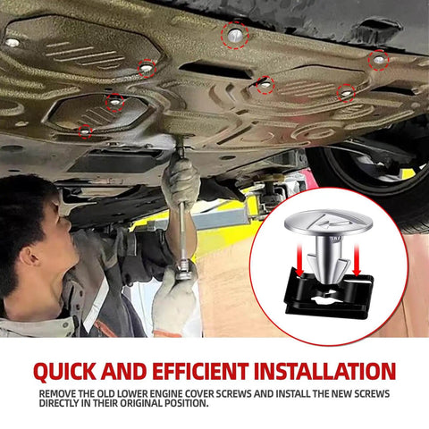 Installing Engine Splash Shield Hardware Kit 14 Piece Set with Lower Cover Pins Screws and Clips Aluminum Alloy on car