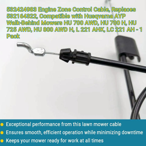 532424983 Engine Zone Control Cable Replacement delivers a precise fit and durable build for HU700 series mowers.