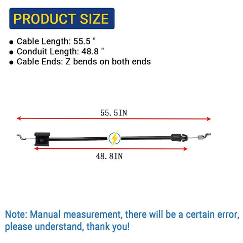 Engine Zone Control Cable Replacement shown with dimensions for HU700 series mowers, 55.5-inch cable length with Z ends.