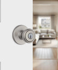 Tylo Entry Door Knob With Lock And Key For Exterior And Interior Doors Secure Keyed Handle For Front Entrance And Bedroom Satin Nickel Finish