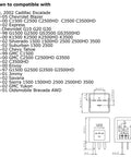 4 Pin EP29 EP29N LED Flasher Relay For Hyper Rapid Turn Signal Blink On 1996–2005 Cadillacs Chevys GMCs And Oldsmobiles Replacement For OEM 10041073 10041074 10224868 11516051 12450013 12450054 compatibility chart and dimensions diagram