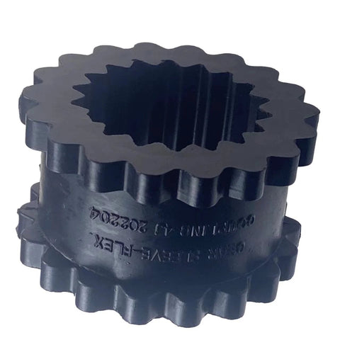 EPDM sleeve coupling insert for 1.5 bore and 2.25 OD, flexible drive couplings, vibration dampening and shock absorption, side view