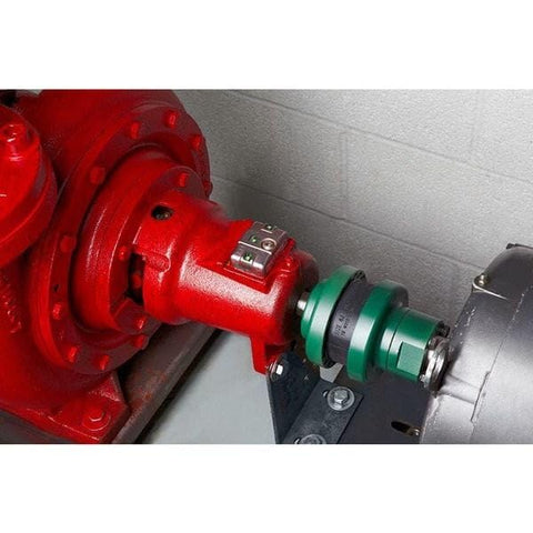 Installed Sure-Flex Sleeve Coupling Insert Tb Woods 8JES EPDM Rubber 1-Piece Split Size 8 in drive system, showing connection to motor.