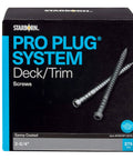 Epoxy Coated Size Ten 2 And 3 Quarters Inches Star Drive Decking Screws For PVC And Composite Pro Plug System, 375 Pack Covers 100 Square Feet Of Decking Or 250 Linear Feet Of Trim, Built For Quick Install And Strong Hold in box