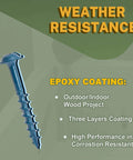 Pocket Hole Screws 2-1/2 Inch, 300 PCS Exterior Pocket Screw #8 x 2-1/2", Coarse Thread, Blue Coated Weather Resistant