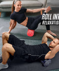 People using High Density EPP Round Foam Roller For Back Relief, Yoga And Pilates Training, Firm Deep Tissue Massage Tool, Blue Speckled 36 Inch