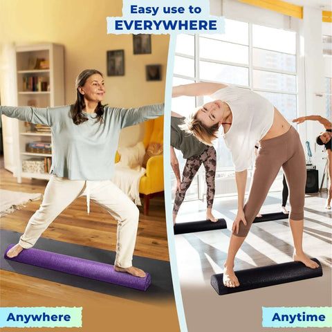 People using High Density EPP Half Round Back Roller Foam for Exercise Yoga Pilates and Stretching in various settings