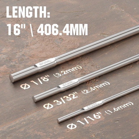 ER308L Stainless Steel TIG Welding Rod 1/16 x 16 Inches 5 Lb Pack for welding with length and diameter shown