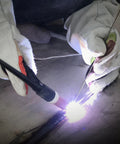 Close-up of welder using ER308L Stainless Steel TIG Welding Rod 1/16 x 16 Inches 5 Lb Pack for general purpose welding application
