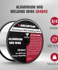 ER4043 Aluminum Welding Wire For MIG.035 Inch Diameter 1 Pound Spool AlSi5 Filler Metal Smooth Arc And Easy Welds ARCCAPTAIN