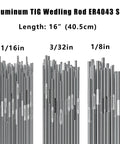 ER4043 Aluminum TIG Welding Rod Three Thirty Second Inch By Sixteen Inch 1.8 Pound Low Splatter Filler Wire sizes comparison