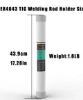 ER4043 Aluminum TIG Welding Rod Holder 17.28 inch length, 1.8 pound weight labeled for low splatter filler wire with silicon
